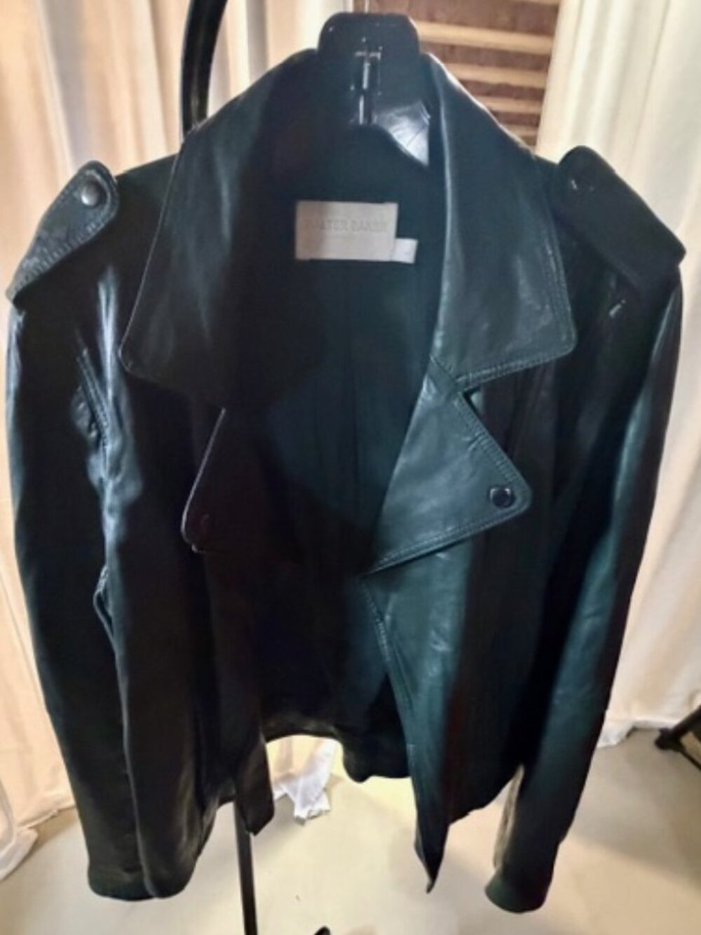 Walter Baker Leather Jacket - Green - Size L - Picture 2 of 6